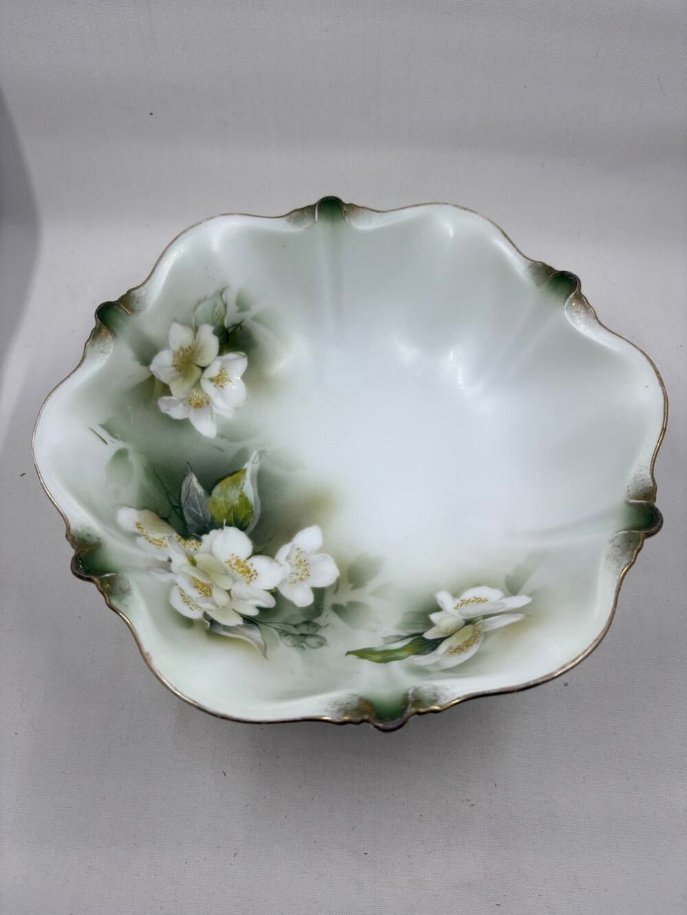 Antique R S Germany Prusssia Embossed Floral Footed Serving Dish